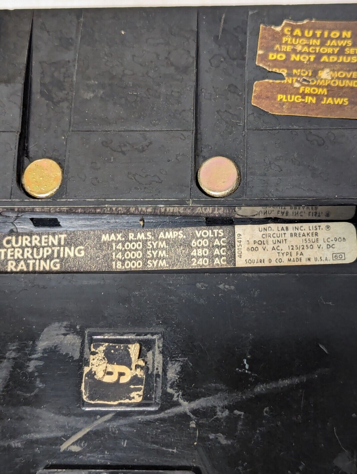 Square D FAL36020 Molded Case Circuit Breaker