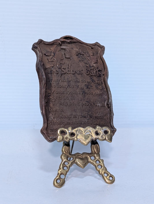 Vintage Boy Scouts of America "The Scout Oath" Plaque With Stand