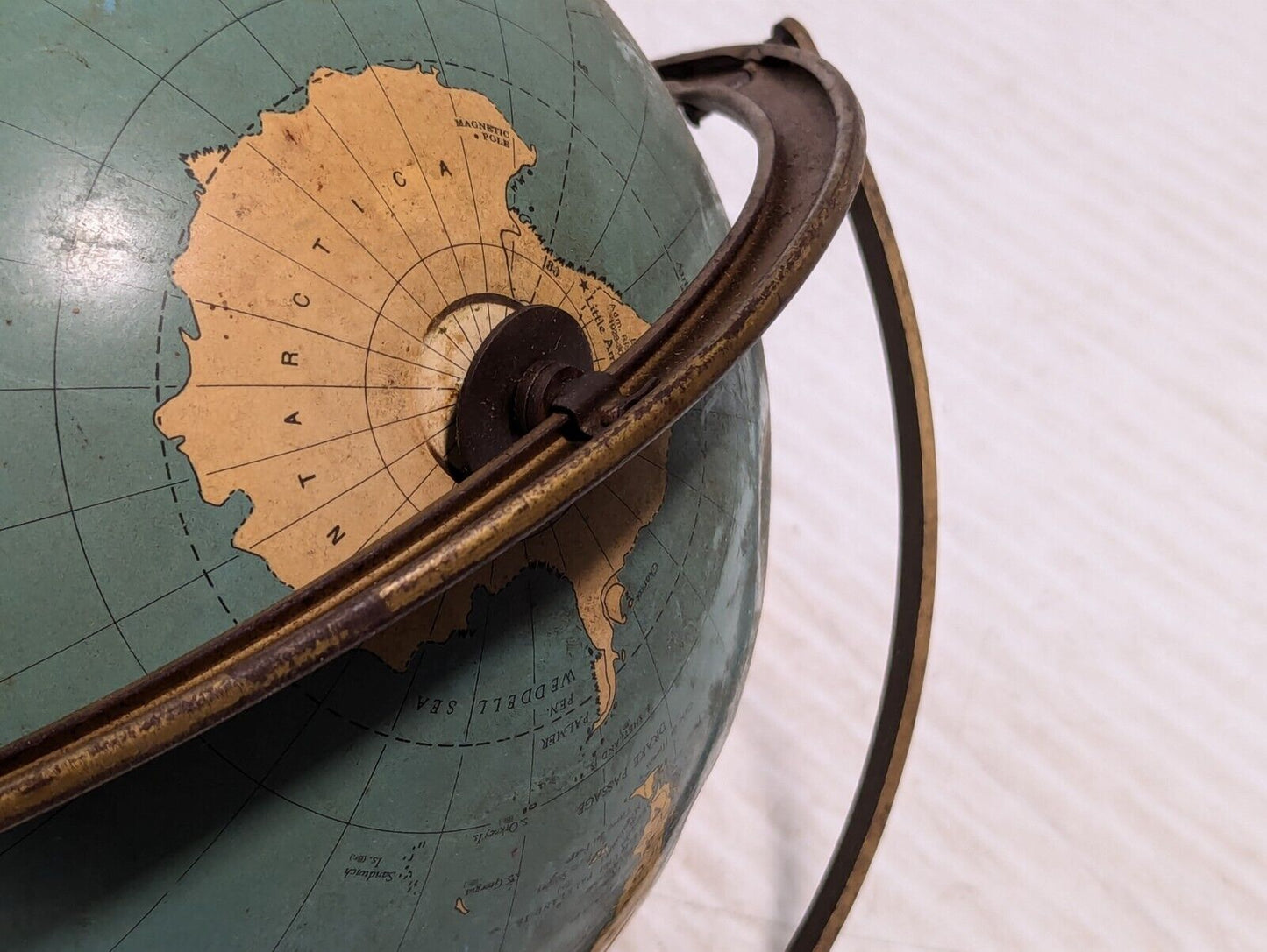 Vintage Mid-Century Modern Globe, dents in Iran, Bolivia, Haiti - Free Shipping