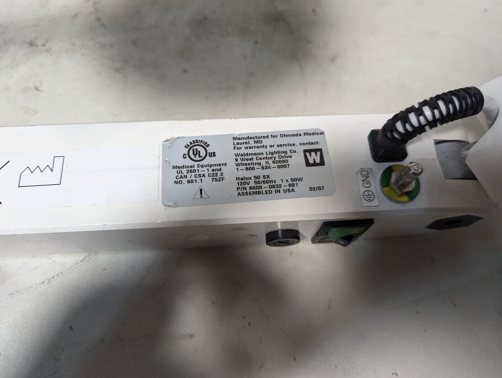 Waldmann 6600-0832-801 Halux 50 SX gooseneck light, 120VAC