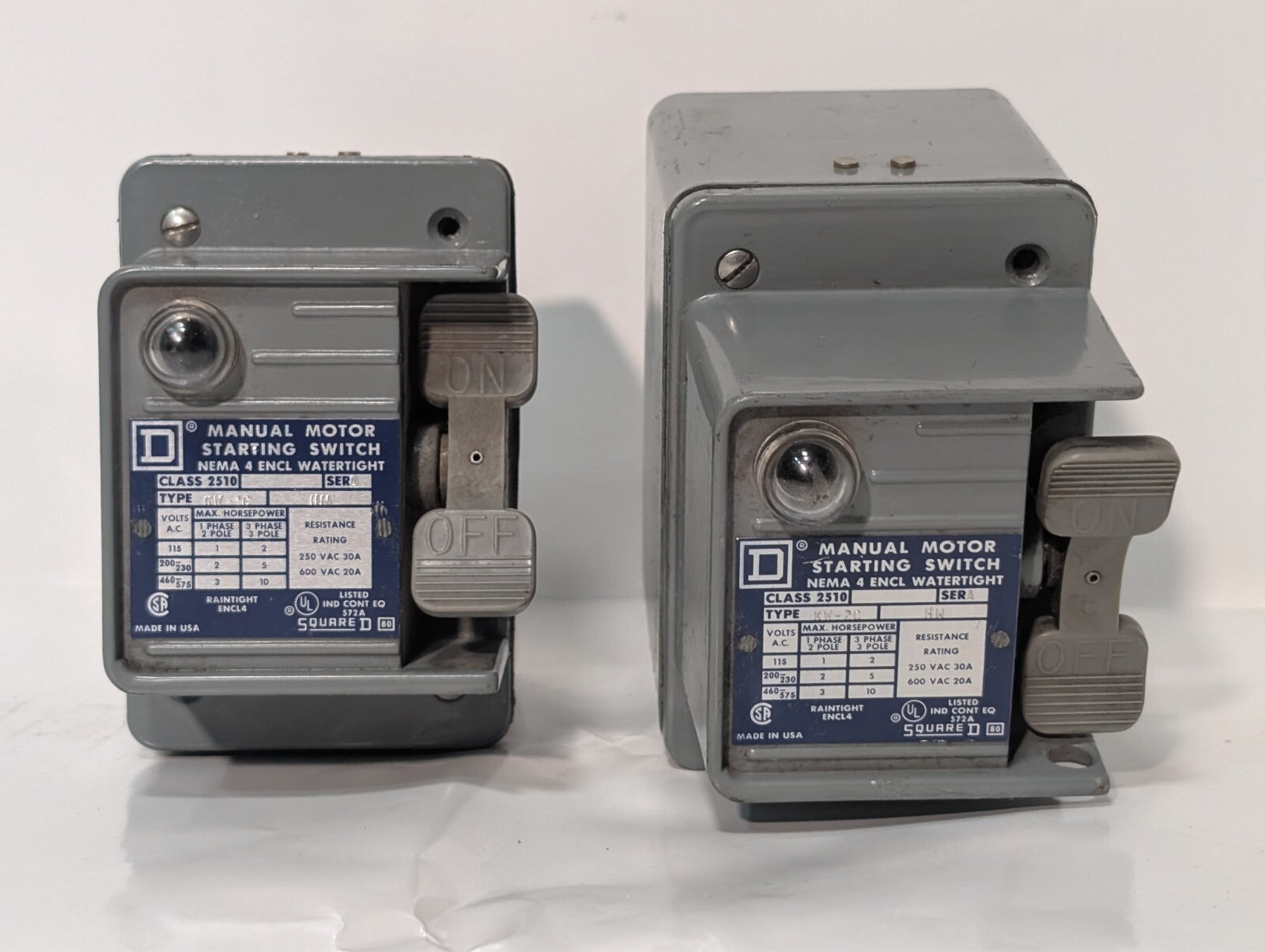 Square D 2510 KW-2C HW MANUAL MOTOR STARTING SWITCH 600 V 30 A 10 HP