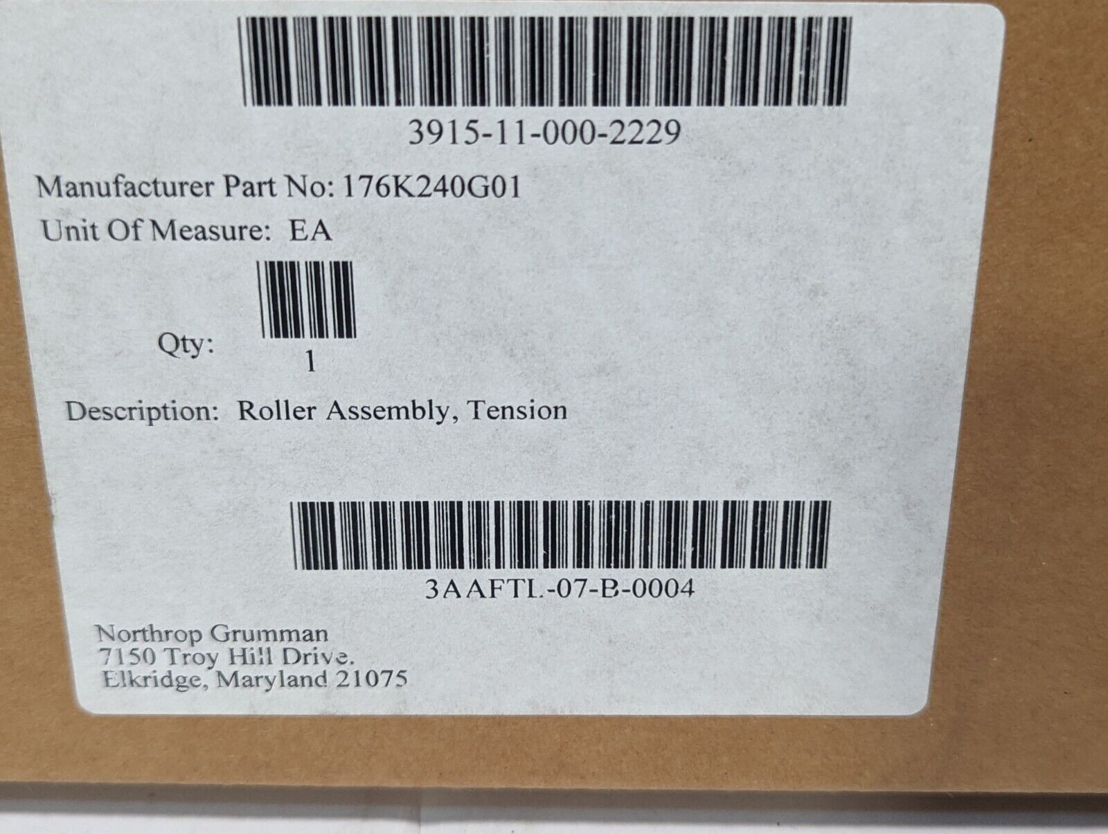 Tension Roller w/Fafnir 306PP Bearing 3915-11-000-2229 176K240G01-Free Shipping