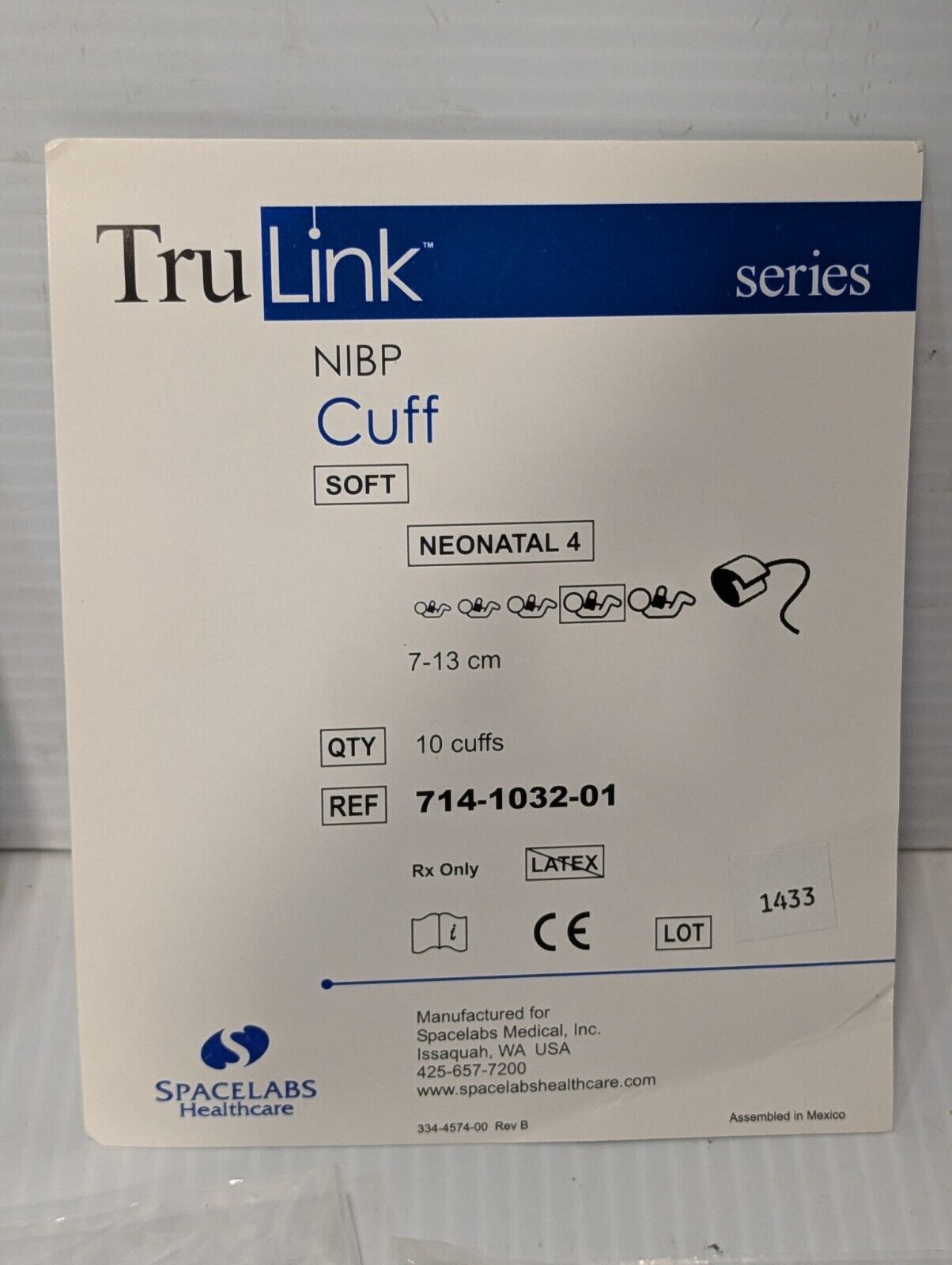 Spacelabs 714-1032-01 Soft Disposable Neonatal Cuff, Pack of 10 - Free Shipping