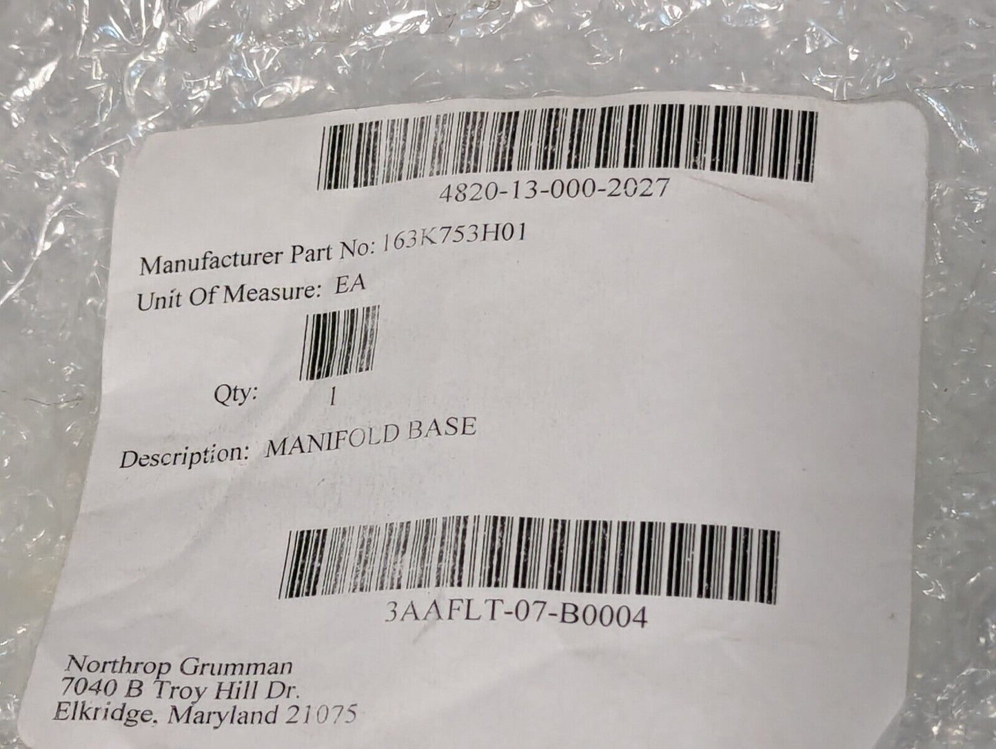 SMC CKD Manifold Valve Base 4820130002027 163K753H013 - Free Shipping