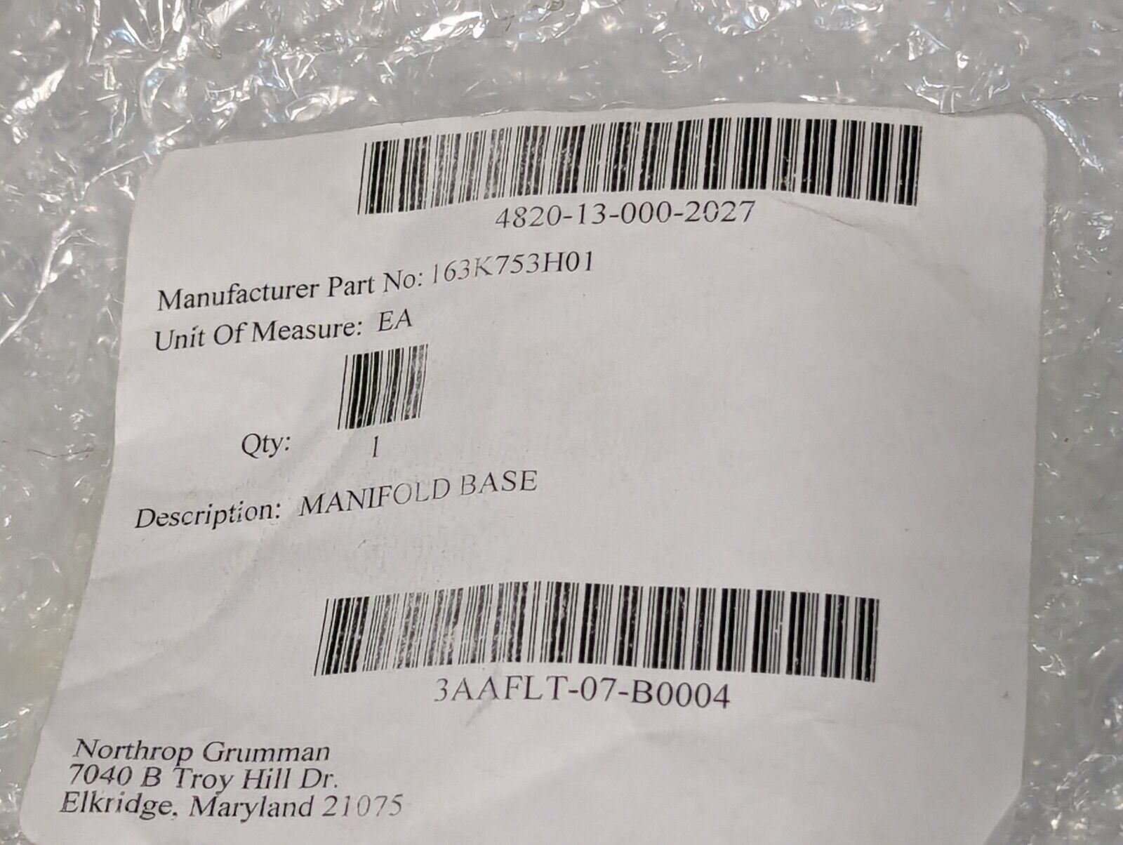 SMC CKD Manifold Valve Base 4820130002027 163K753H013 - Free Shipping