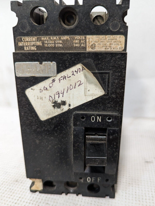 Square D FAL24015 Molded Case Circuit Breaker, 15A, 480vac/250vdc, 2-Pole