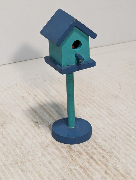 Vintage Aqua Blue Bird House, Pretty Stand, Outside Decor, Bird House -Free Ship