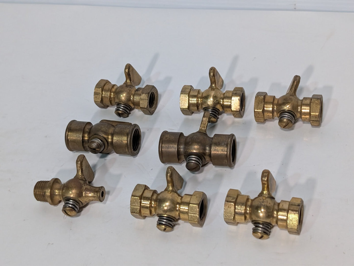 (8) Assorted Brass Petcock Air Cock with T Handle