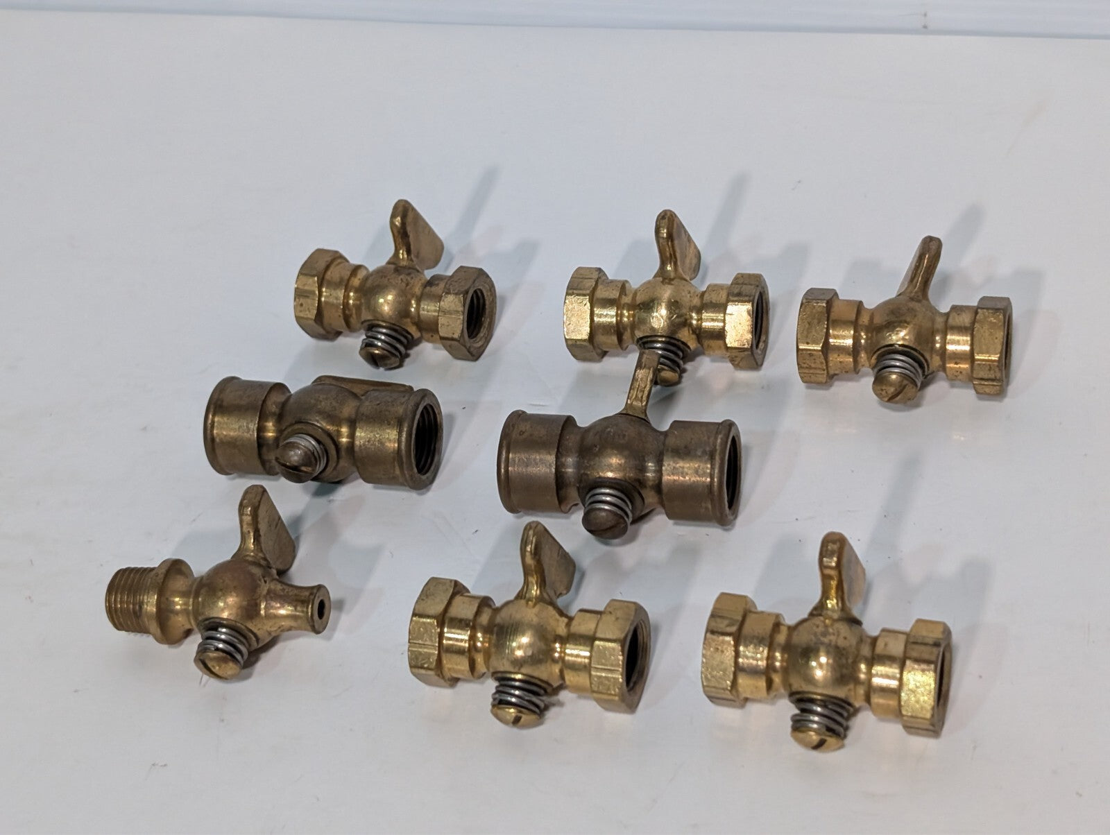 (8) Assorted Brass Petcock Air Cock with T Handle