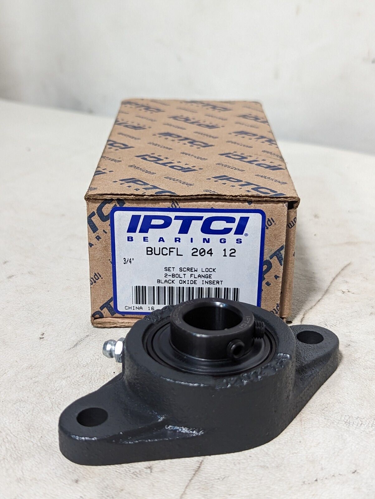 IPTCI BUCFL20412 3/4", set screw lock, 2-bolt flange, black oxide insert