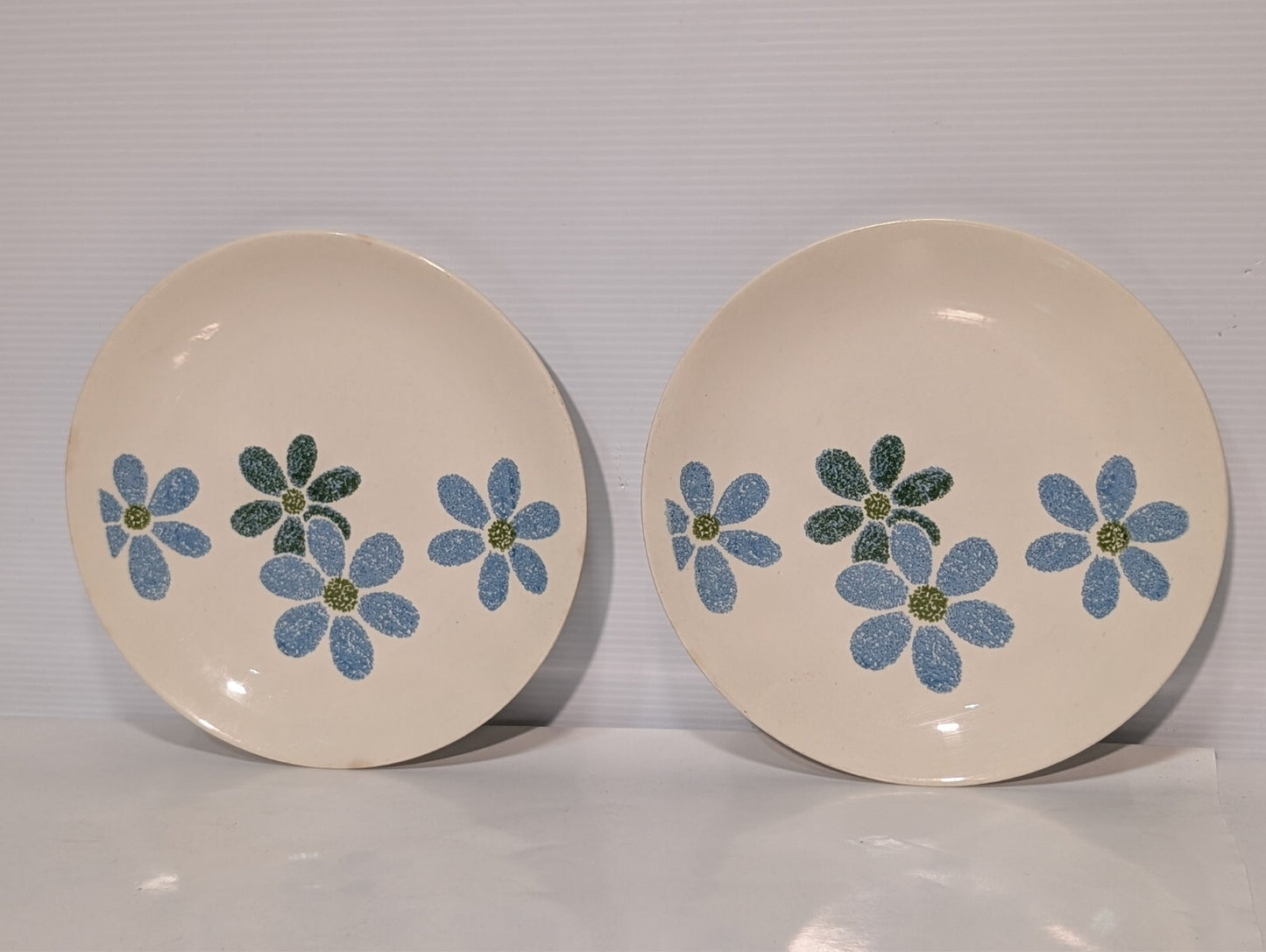 (2) Vintage Blossom by Cunningham & Pickett Side Plates with Blue Flower Motif