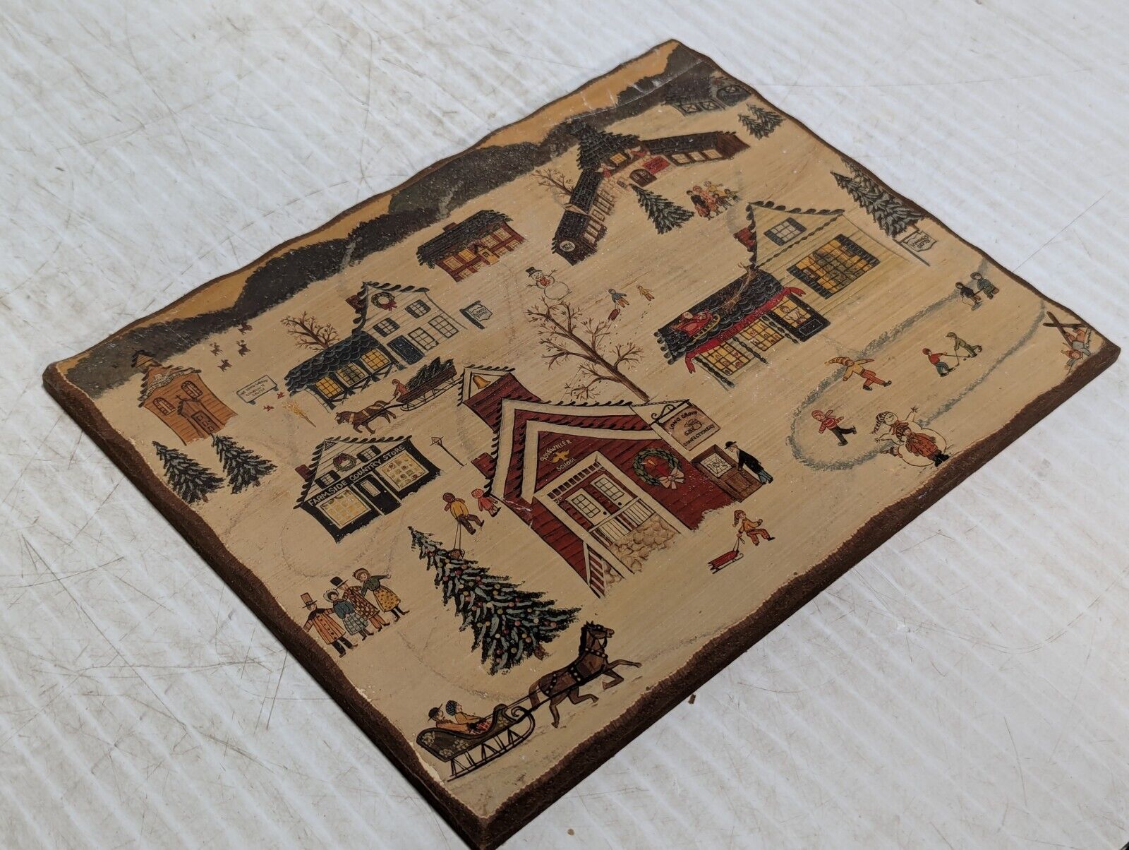 Set of 7 Early Colonial Life Pictures on Wood, Americana, 8.5"x11"-Free Shipping
