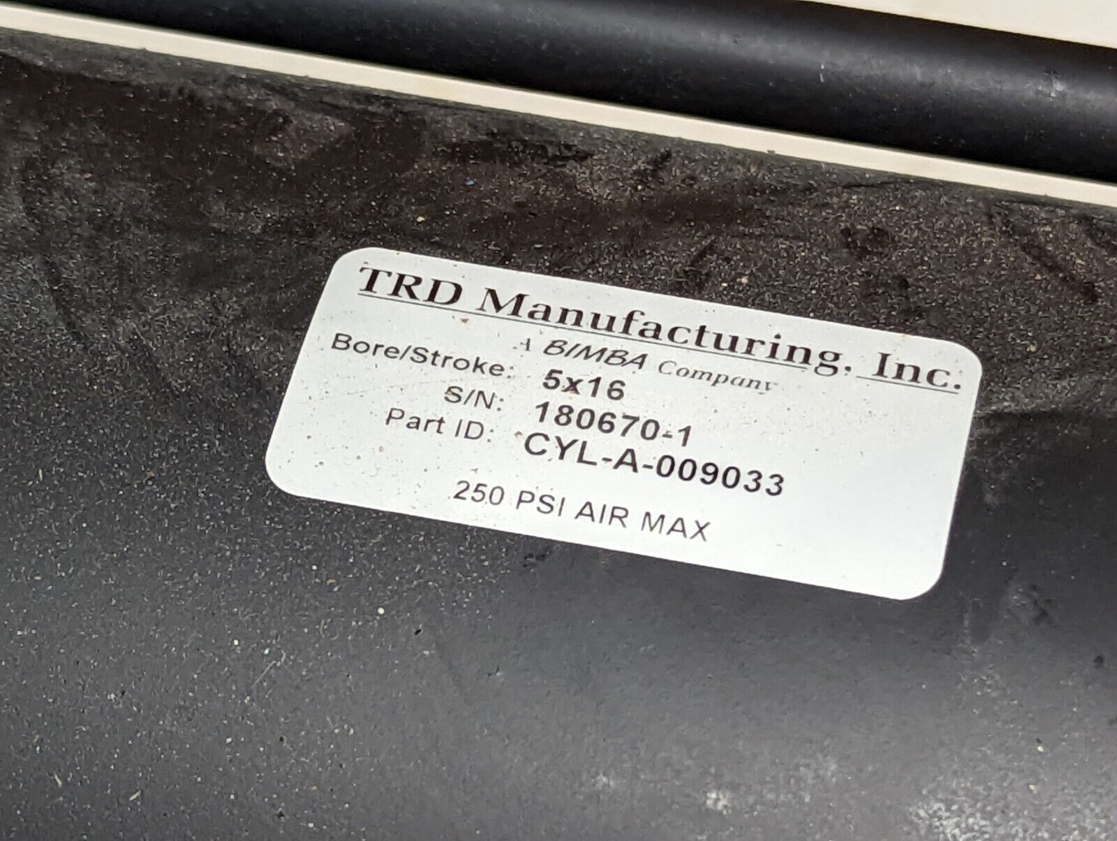 TRD Manufacturing CYL-A-009033, 5  Bore, 16  Stroke, 250PSI air max
