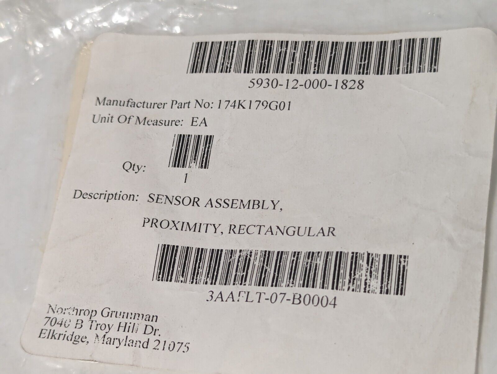 Turck 174K179G01 Rectangular Proximity Sensor Cable Assembly, 5930-12-000-1828