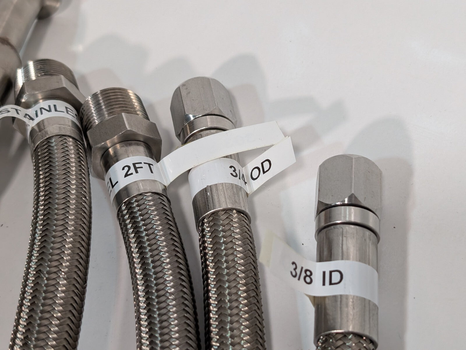 (15) Braided 316 Stainless Steel Flex Hoses, Assorted Lengths Sizes Ports