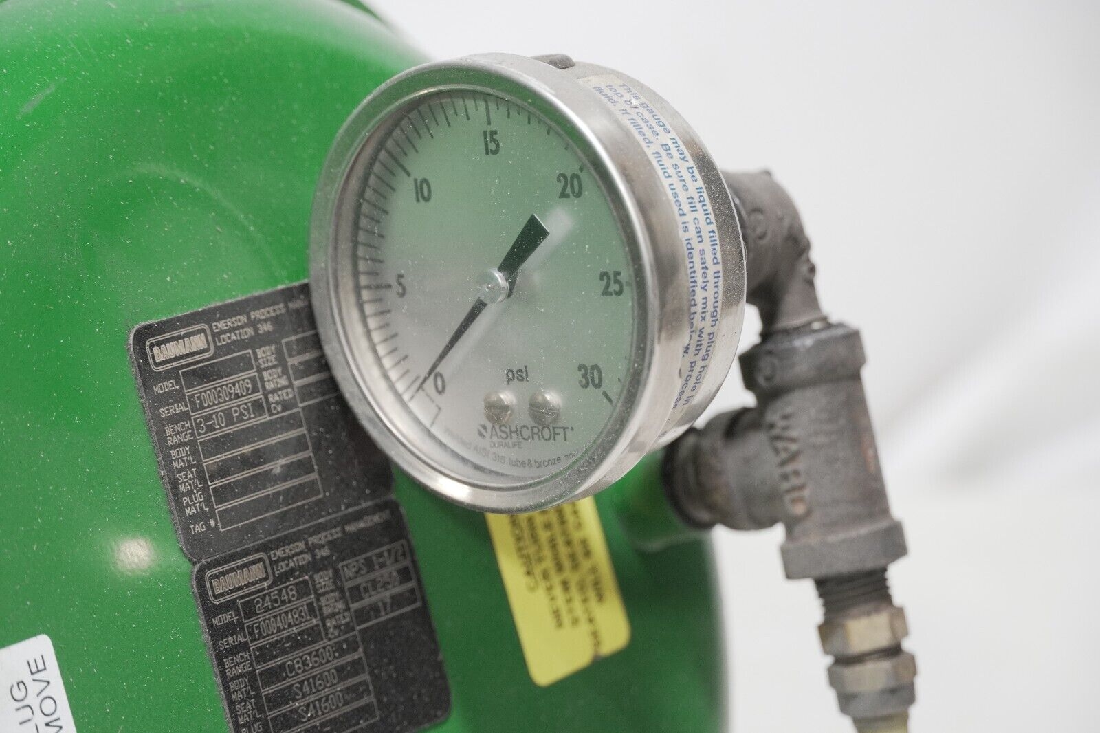 Baumann 24548 brass control valve, NPS 1-1/2, CL250, 3-10PSI bench range