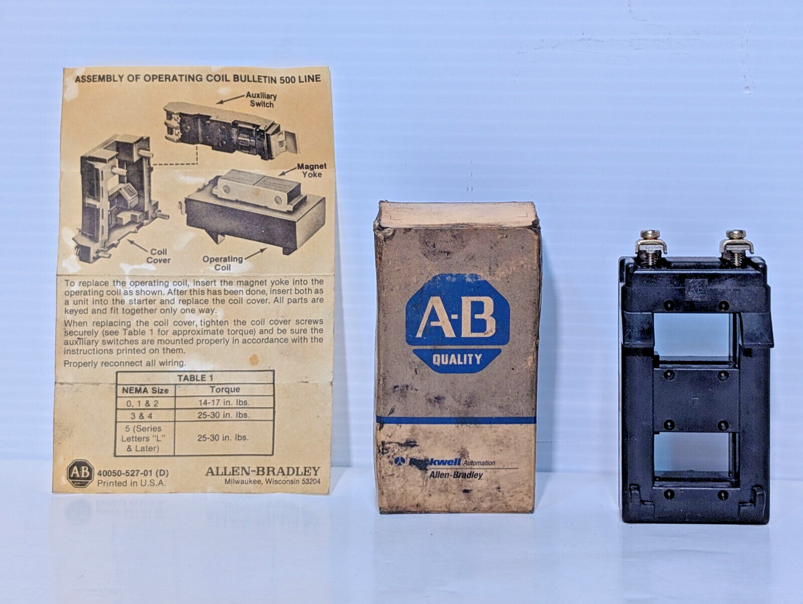 Allen Bradley CB236 Contactor Coil Rockwell Automation 115-120V, 60Hz