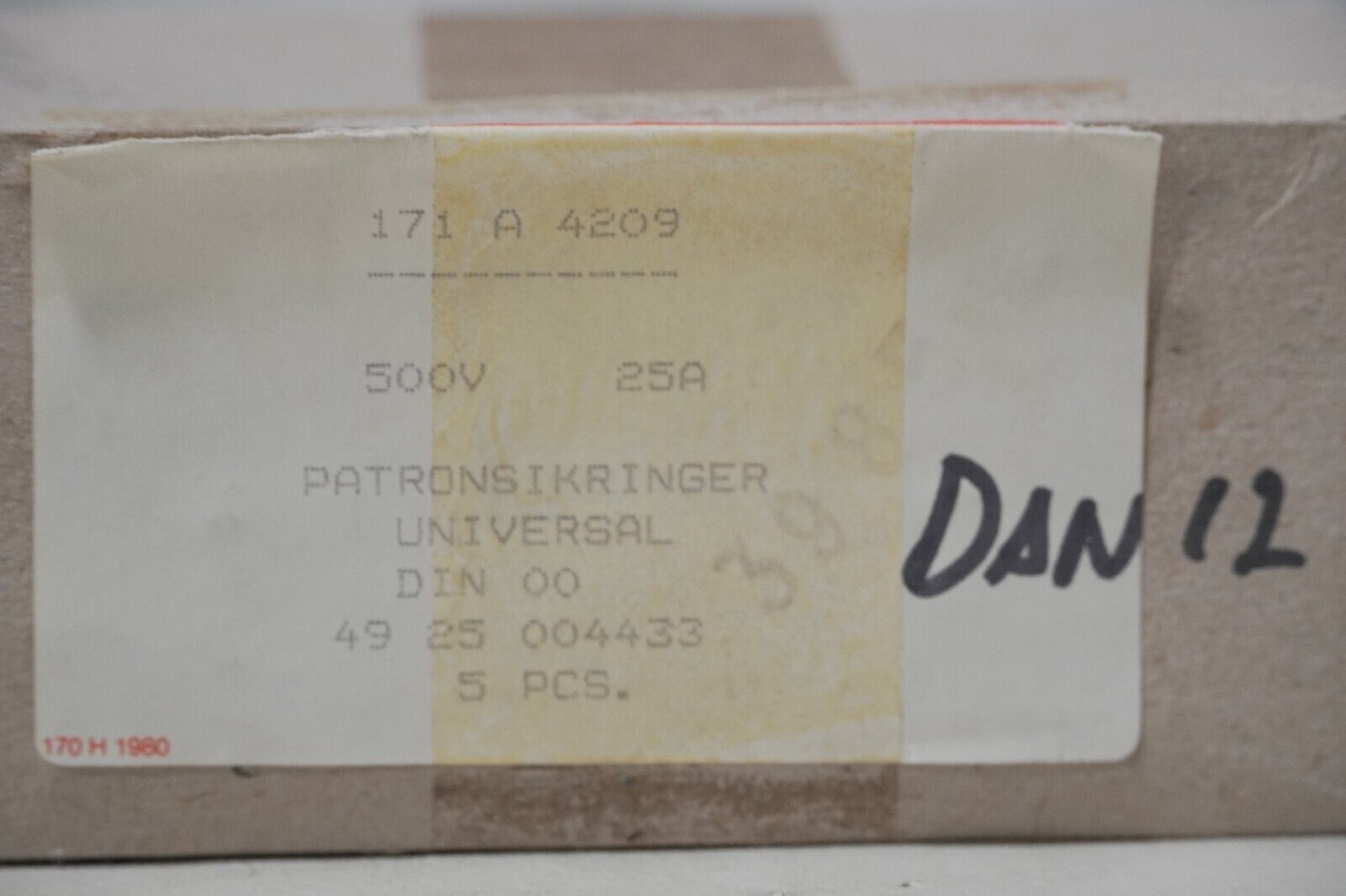 Lot of 10 Bussmann 171 A 4209 fuses, 25A, 500V, universal, 171A4209, DIN 00
