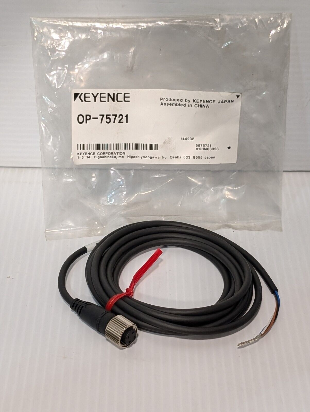 Keyence OP-75721 Connector Cable, M12 4-Pin Connector to Loose Wires - Free Ship
