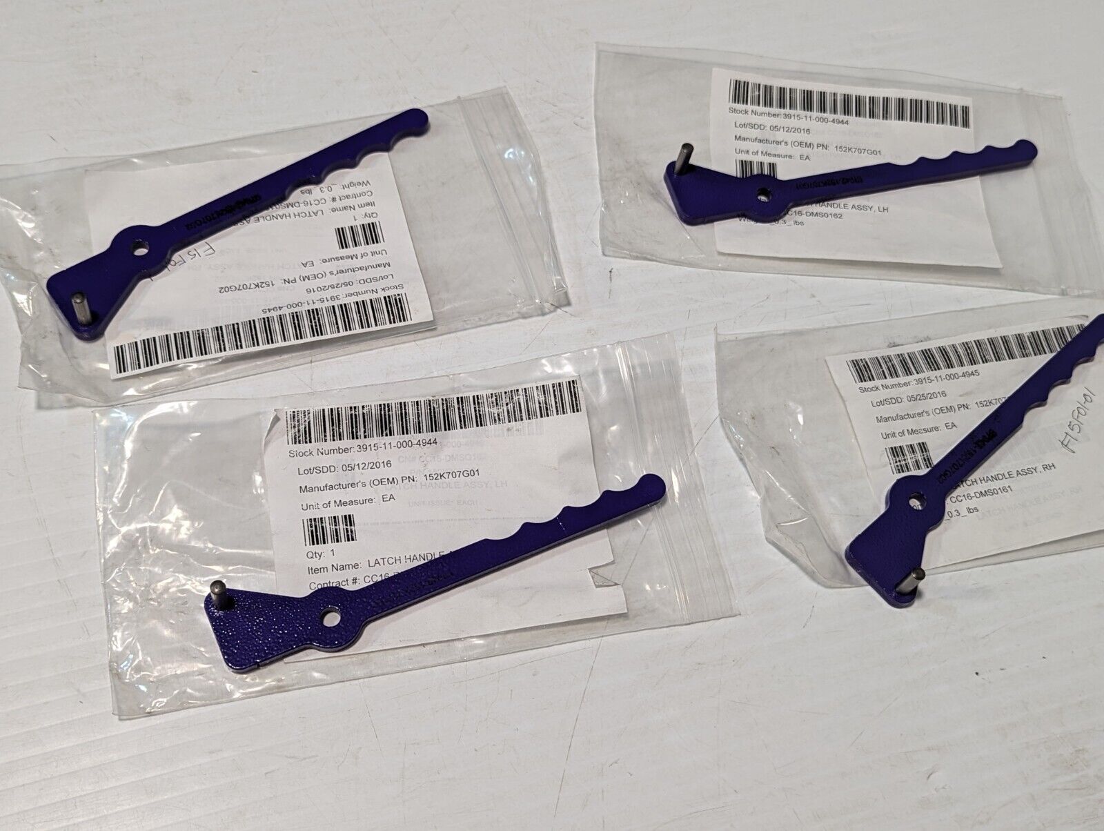 Lot of 4 ICI Manufacturing Latch Handle Assembly 2x RH, 2x LH - Free Shipping