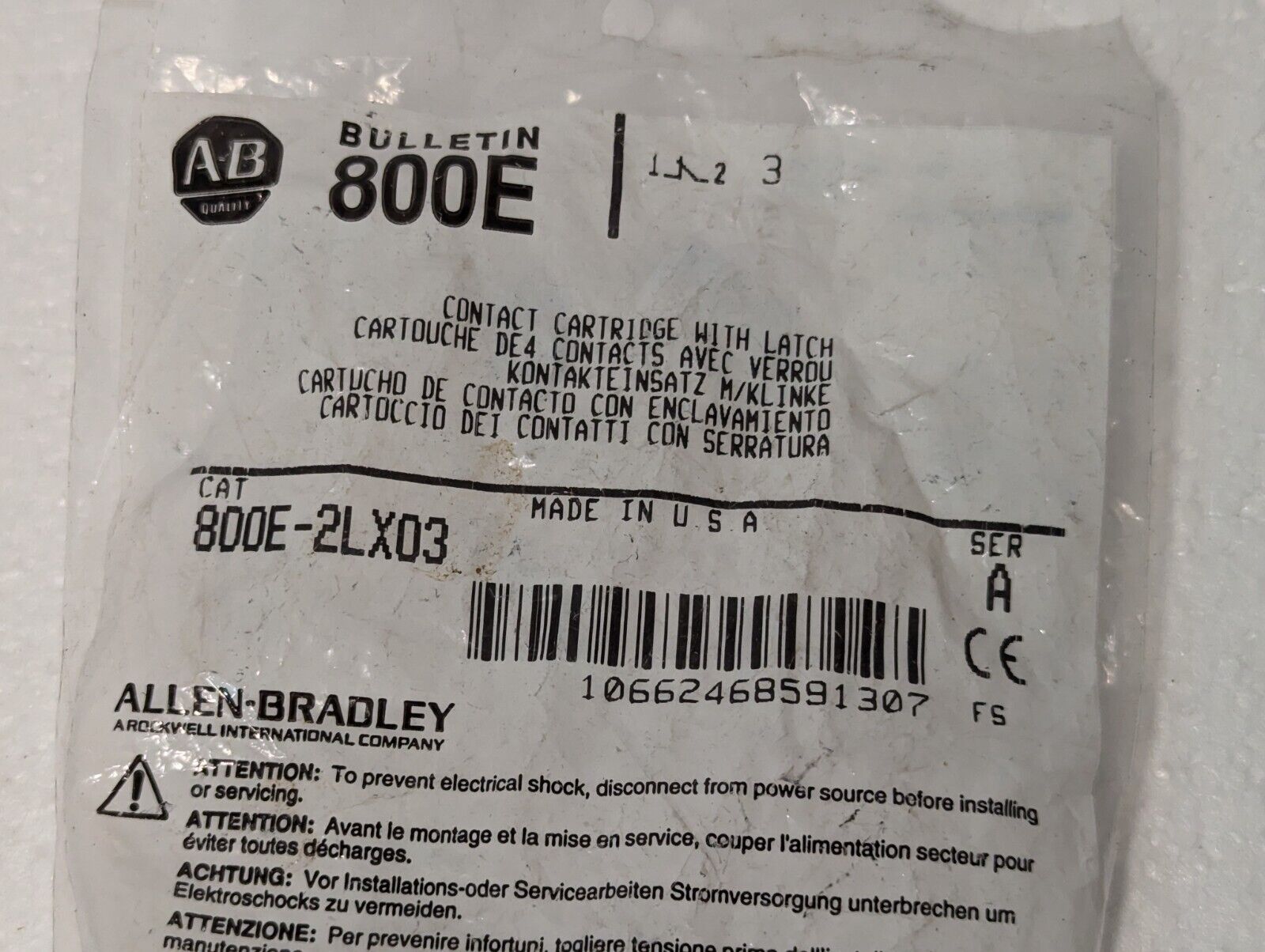 Allen Bradley 800E-2LX03 Contact Cartridge - Free Shipping