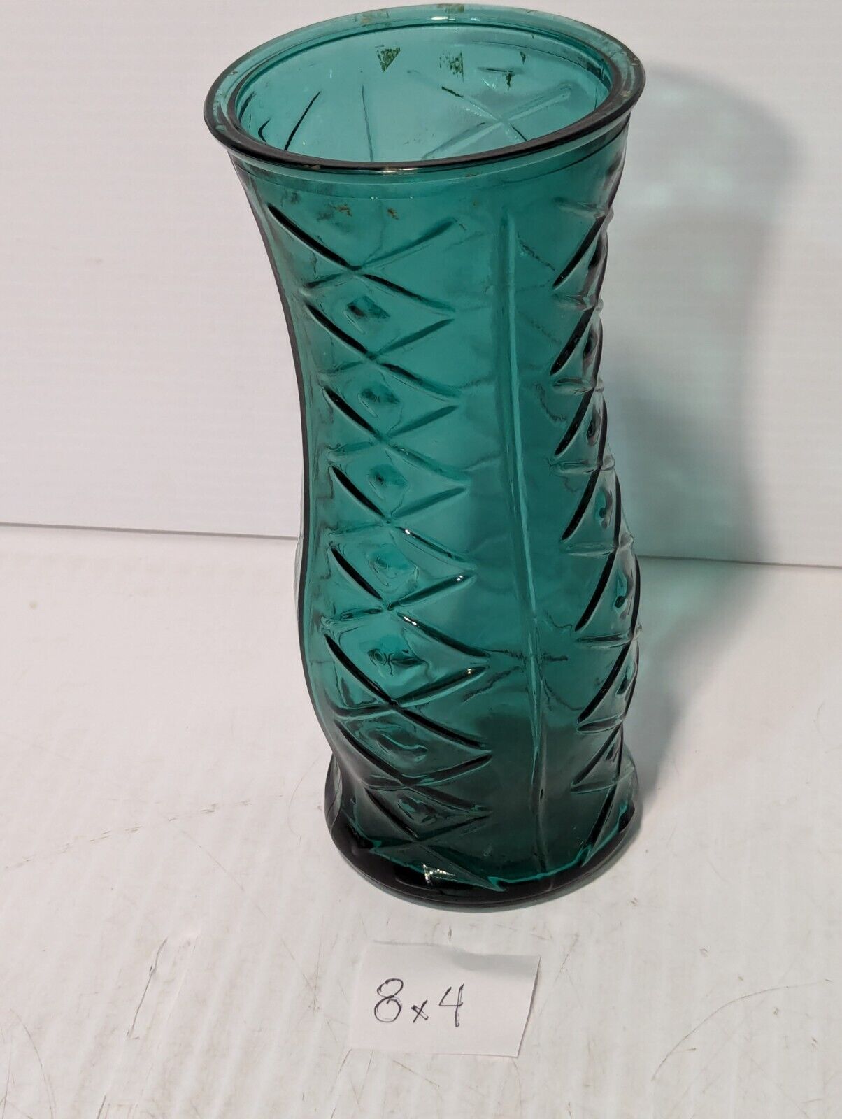 VTG E.O. Brody Cleveland, Aqua Teal Glass Vase, Flower Vase - Free Shipping