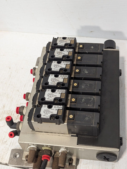 SMC 6-slot manifold with NVFS2100-5FZ Valves, Pressure 0.1-1.0MPa -Free Shipping