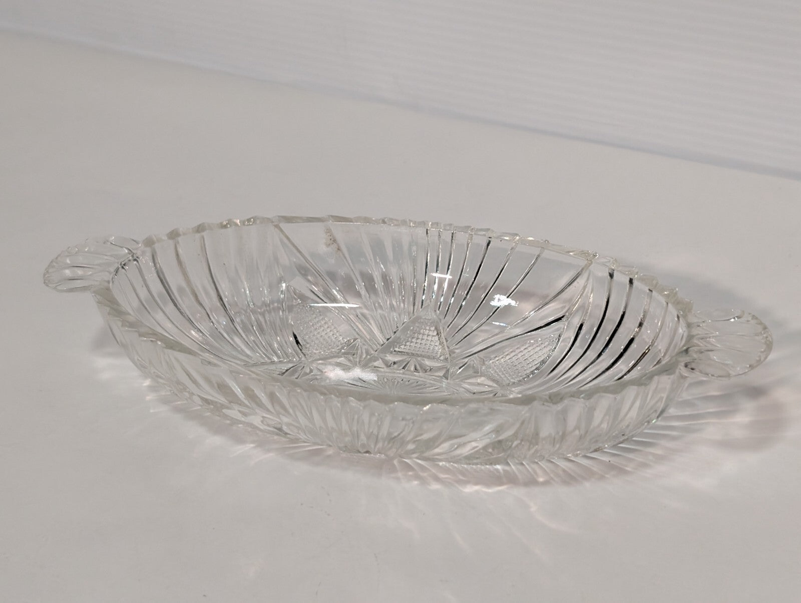 Vintage Hazel Atlas 573 Clear Glass Oval Olive Dish Relish Pattern with Handles