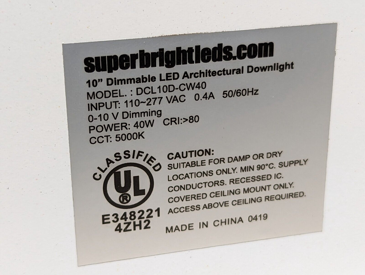 superbrightleds DCL10D-CW40 Commercial LED Downlight Retrofit for 10" Cans - Rec