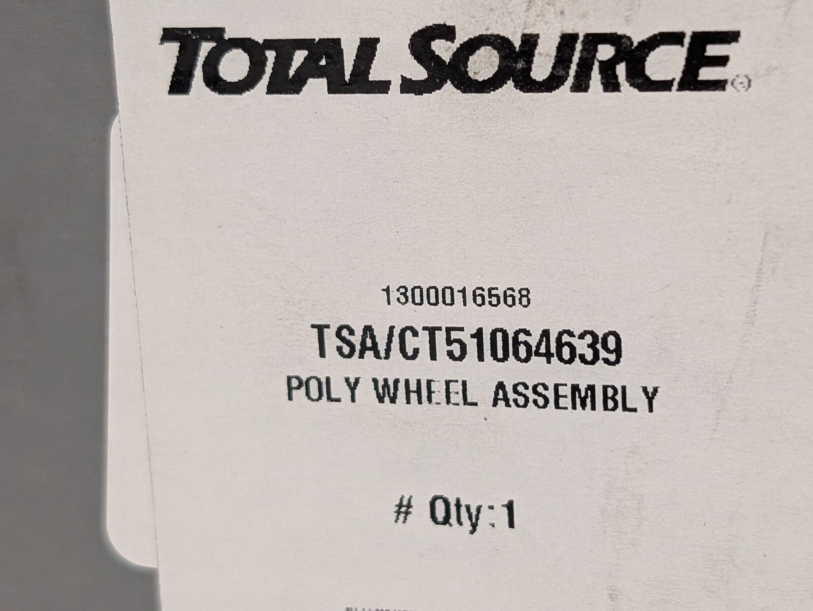 Total Source TSA/CT51064639 Poly Wheel Assembly 1300016568, Wicke 38