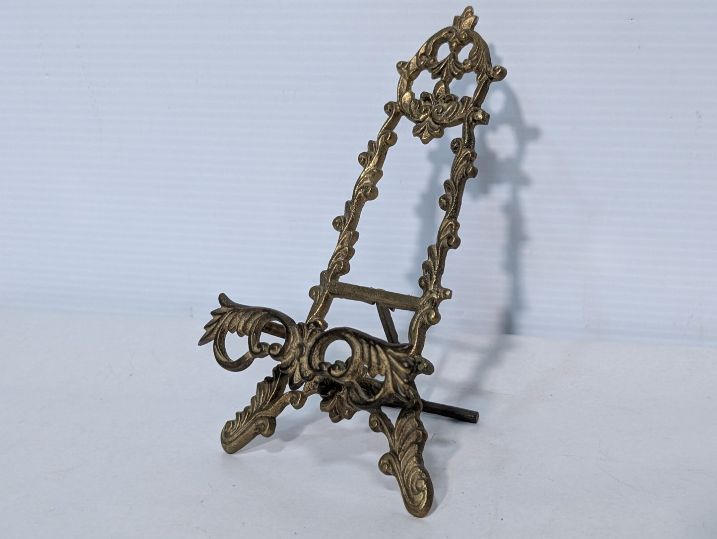 Vintage Tole Metal Floral Rose Design Tray with Display Stand