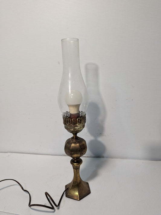 Vintage brass candle holder hurricane lamp, tested and working - Free Shipping
