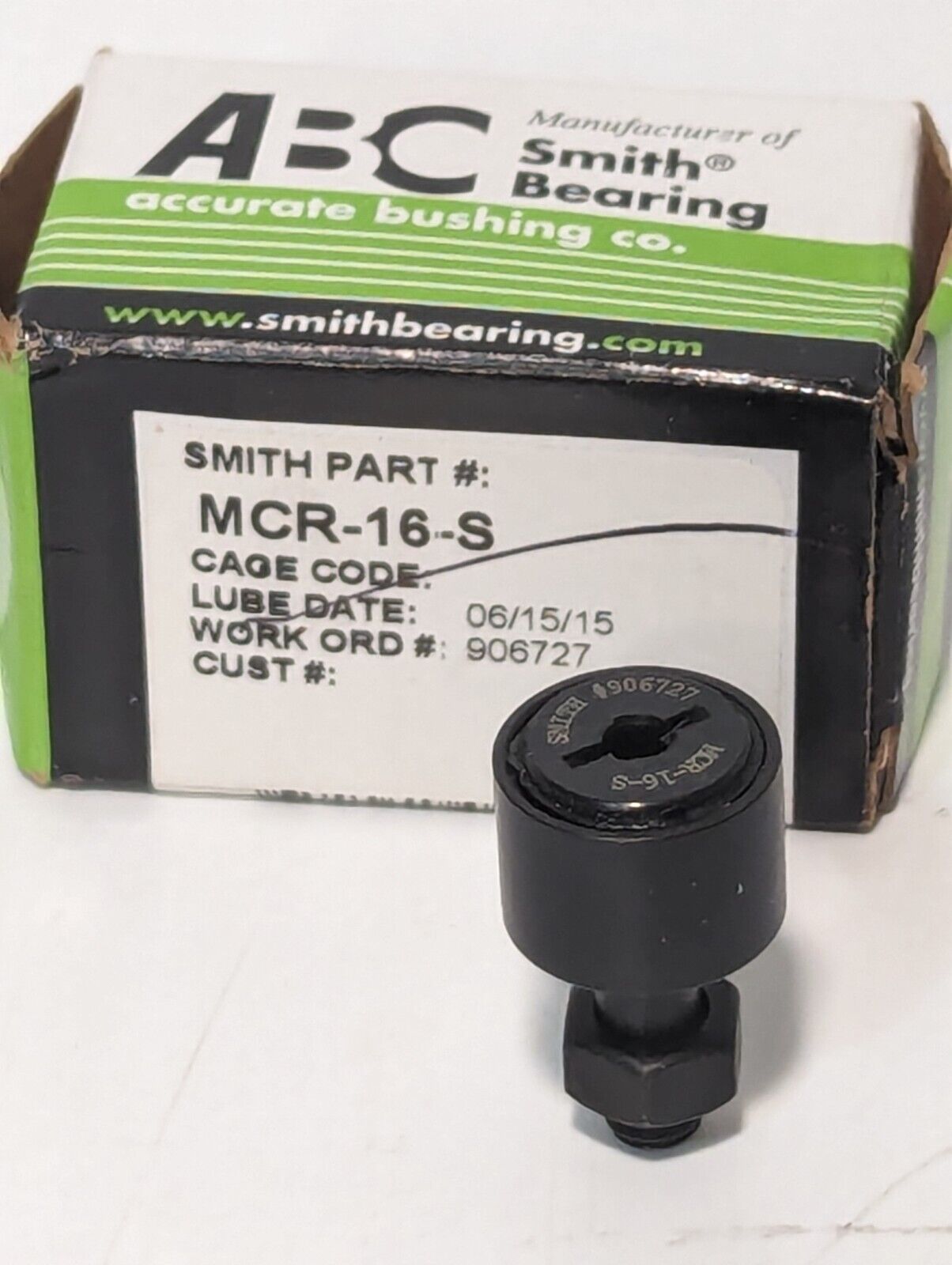 Lot of 2 Smith Bearing MCR-16-S Stud Cam Follower - Free Shipping