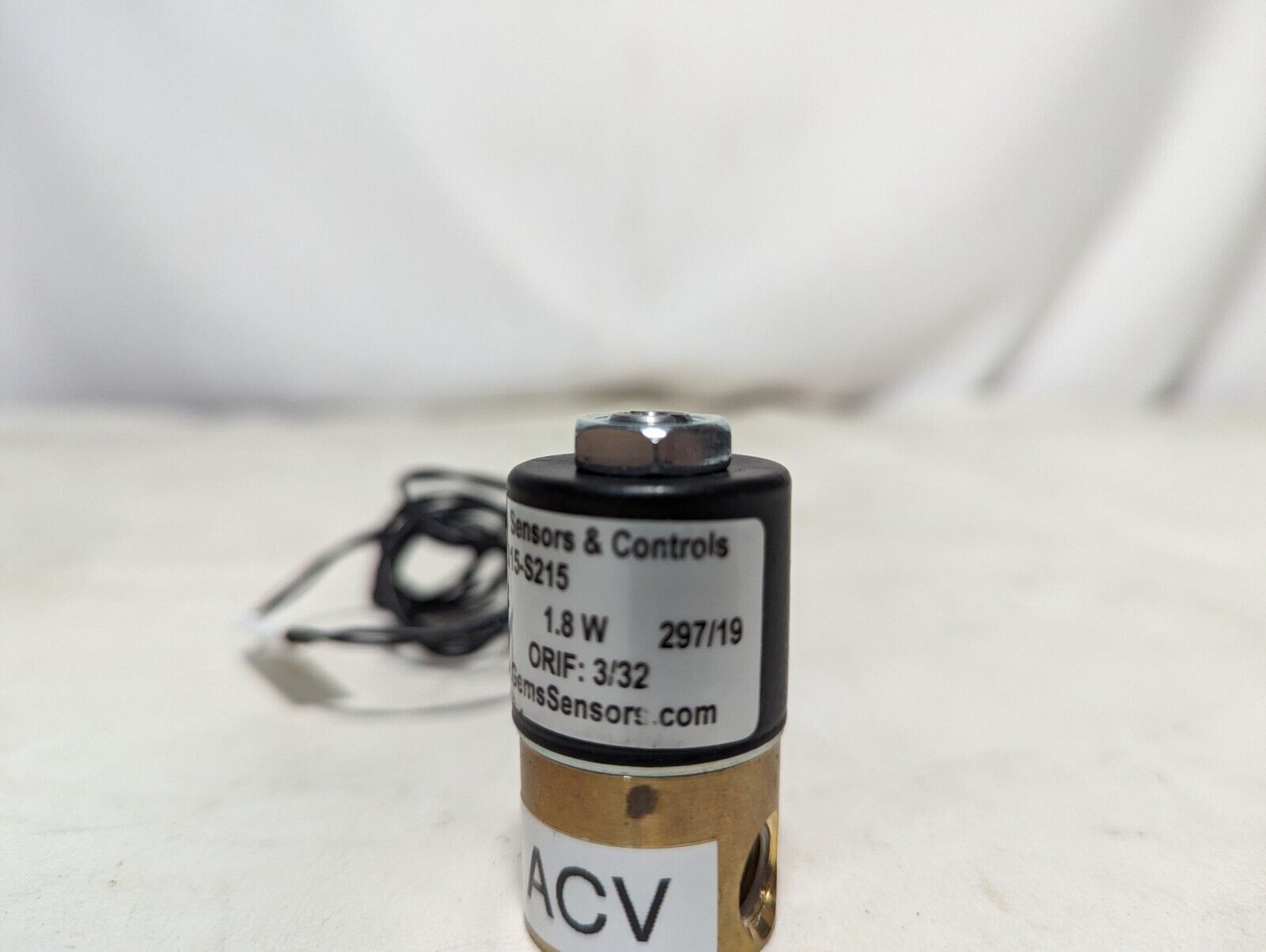 Gems Sensors A2015-S215 solenoid valve, 12VDC, 10PSI, 3/32 in orifice