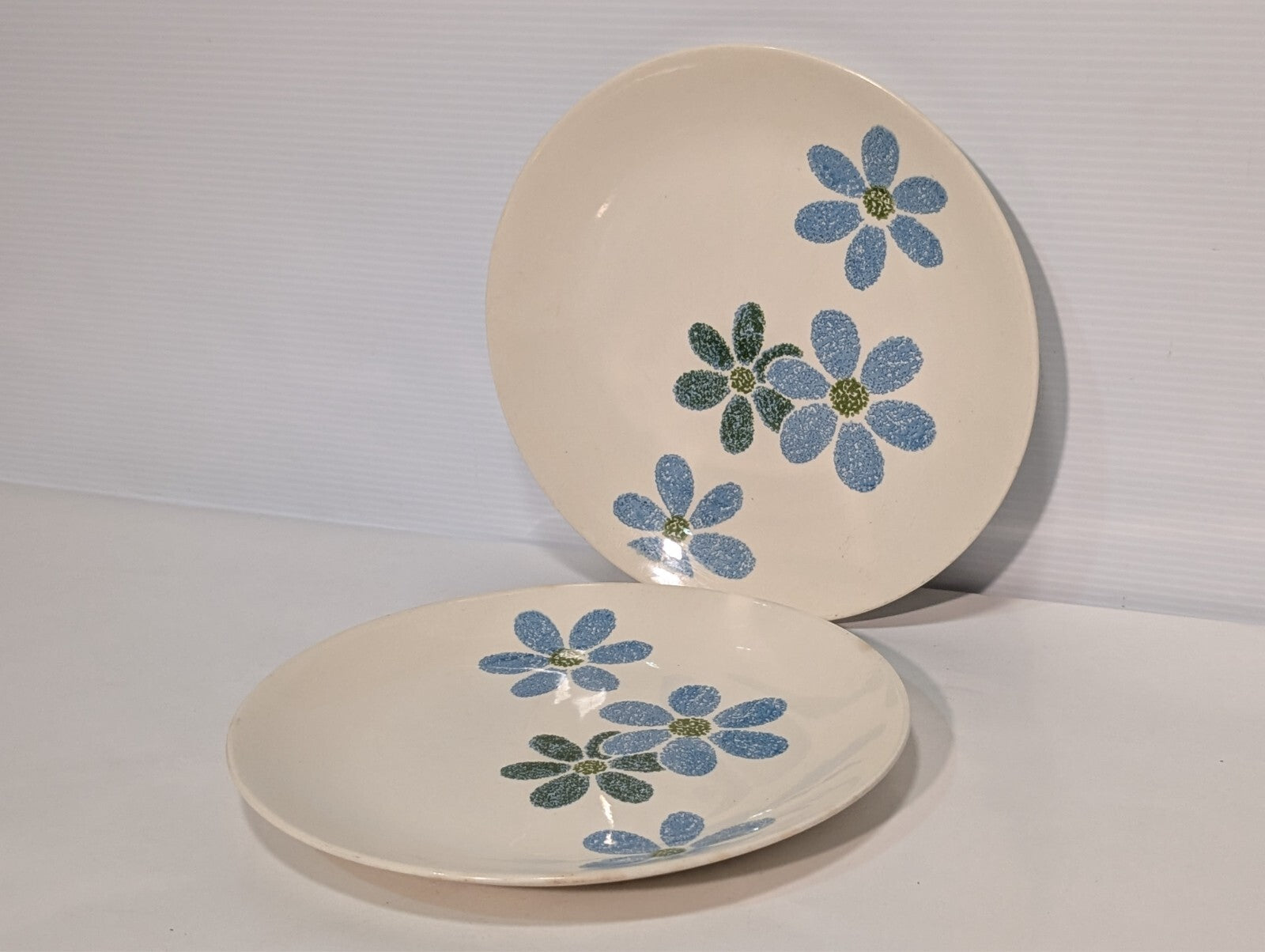 (2) Vintage Blossom by Cunningham & Pickett Side Plates with Blue Flower Motif