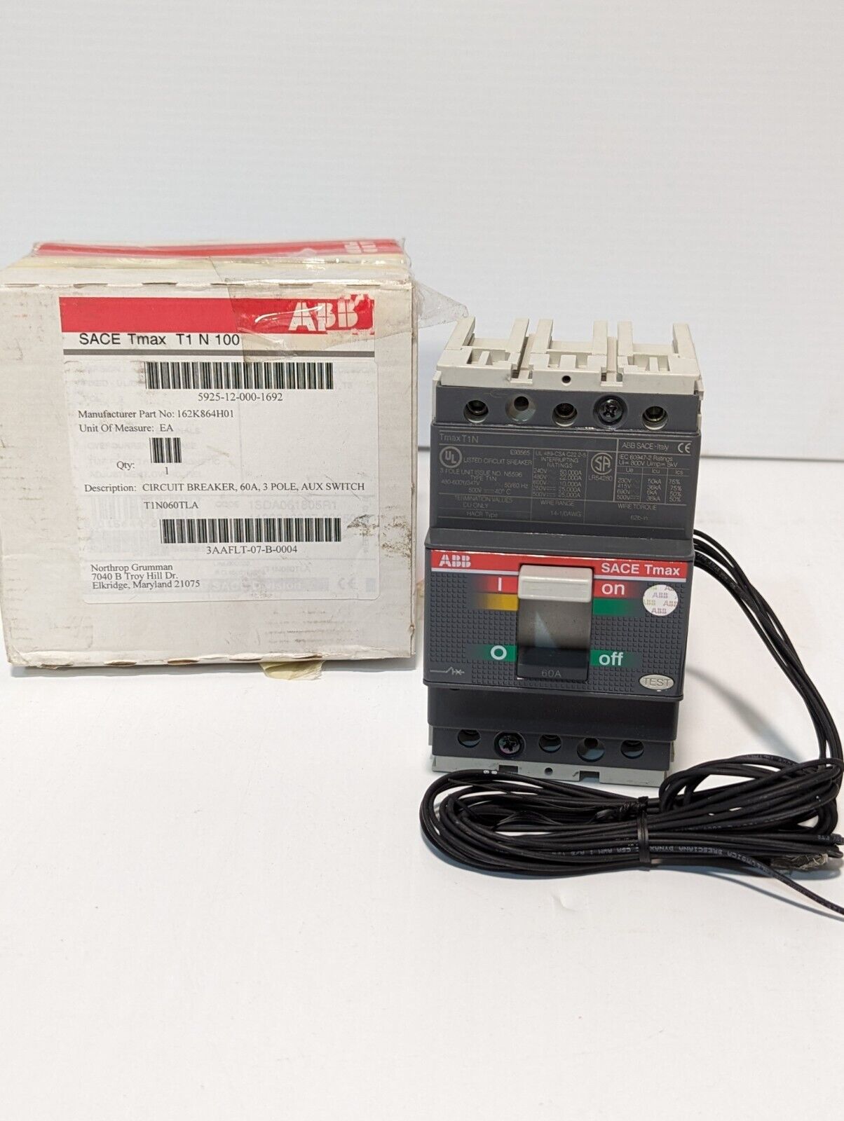 ABB Circuit Breaker  Switch 600A 600V 3P T1N060TLA, 162K864H01 - Free Shipping