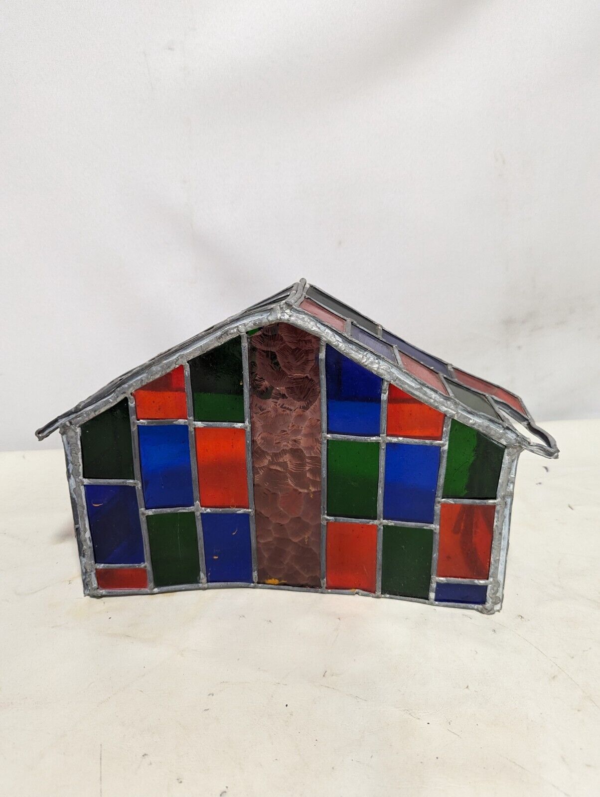 Stained Glass Manger \ Building  12"h x 9"w x 4"d  Unique Handmade Item