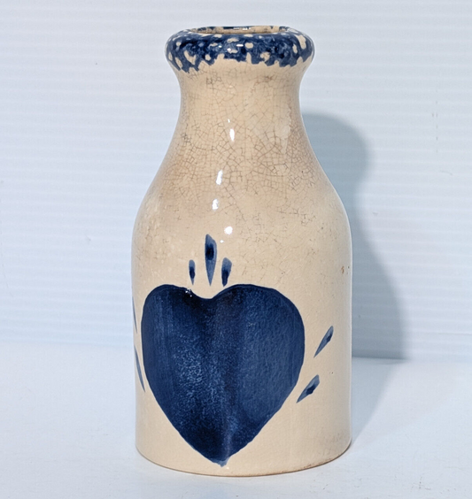 Vintage Blue Heart Ceramic Milk Jug Vase 1980s, Cottage Core, Country, Bud Vase