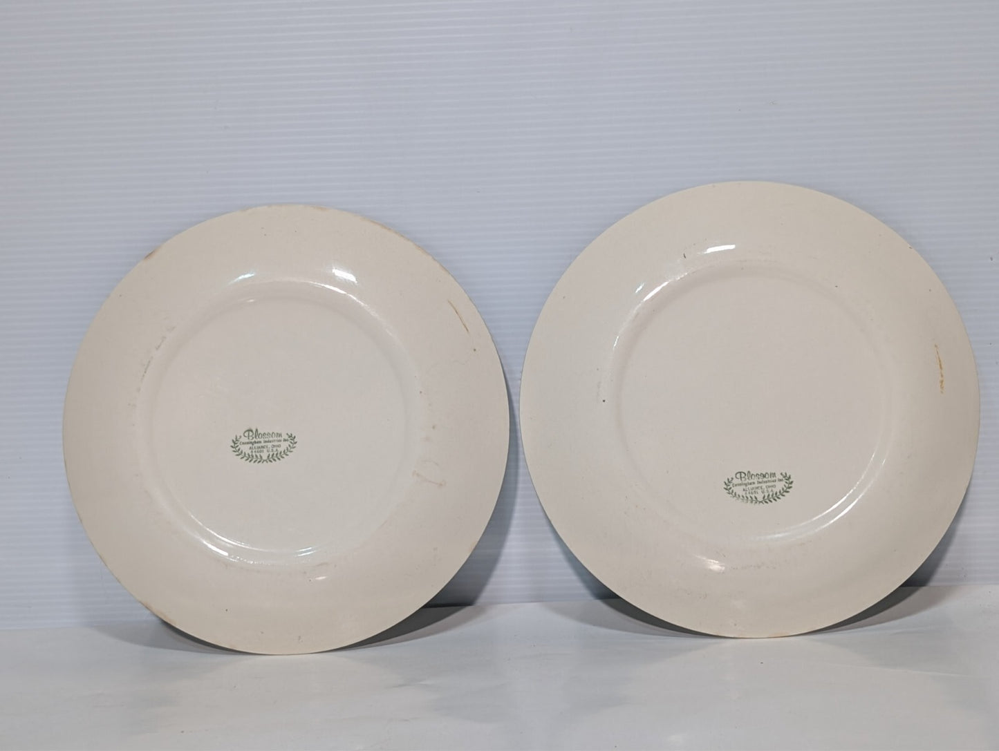 (2) Vintage Blossom by Cunningham & Pickett Side Plates with Blue Flower Motif