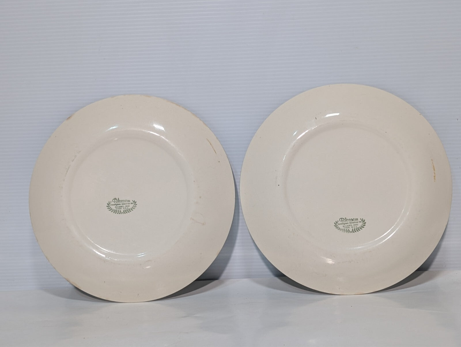 (2) Vintage Blossom by Cunningham & Pickett Side Plates with Blue Flower Motif