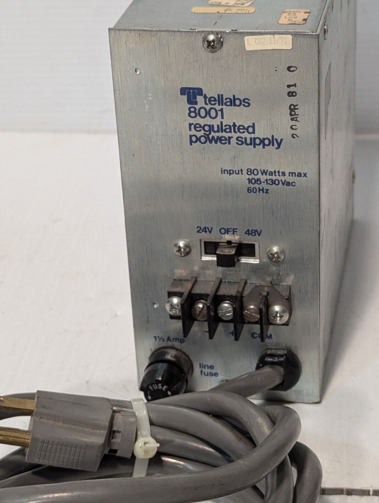 Tellabs 8001 Regulated Power Supply, 24 or 48 VDC, 1A - Free Shipping+Returns