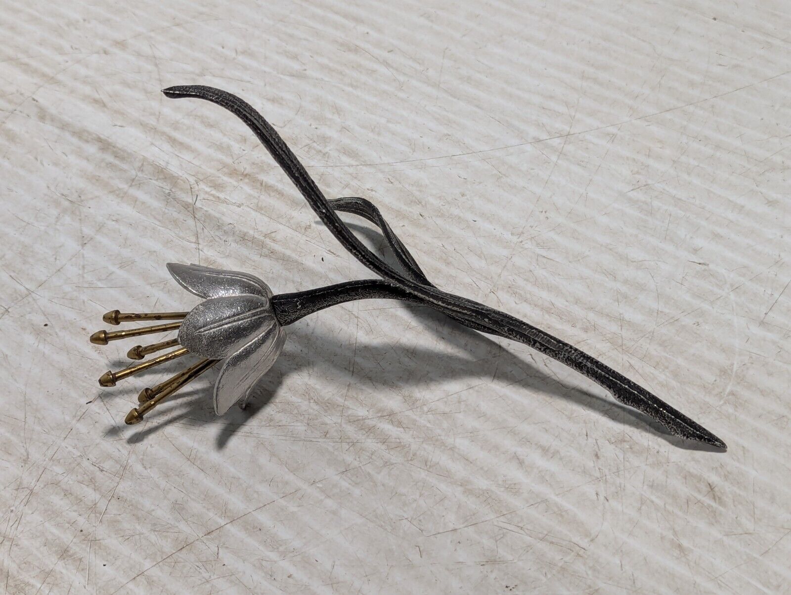 Vtg Rare Silver Lotus Flower Decoration, Removable Flower and Center - Free Ship