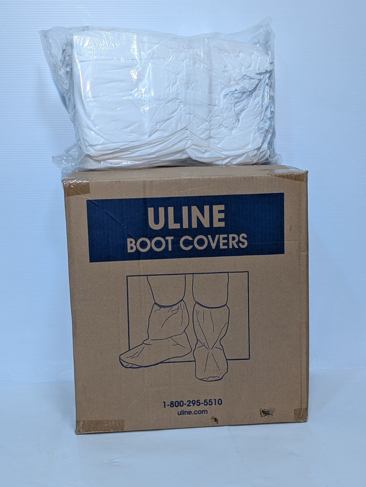 1 Box (Qty 150) Uline S-24021 Skid Resistant Boot Covers, Fit Size 12-15 Boots