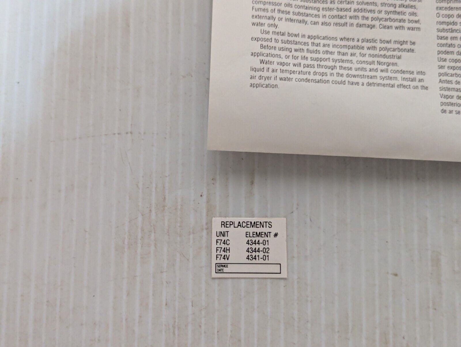 Norgren Excelon F74H-4AN-AD0 High-Flow Coalescing Filter 250psi - Free Shipping