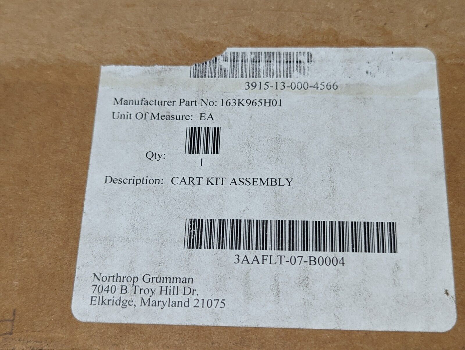 3915-13-000-4566 163K965H01 Cart Kit Assembly, L=9.2" W=7.9" - Free Shipping