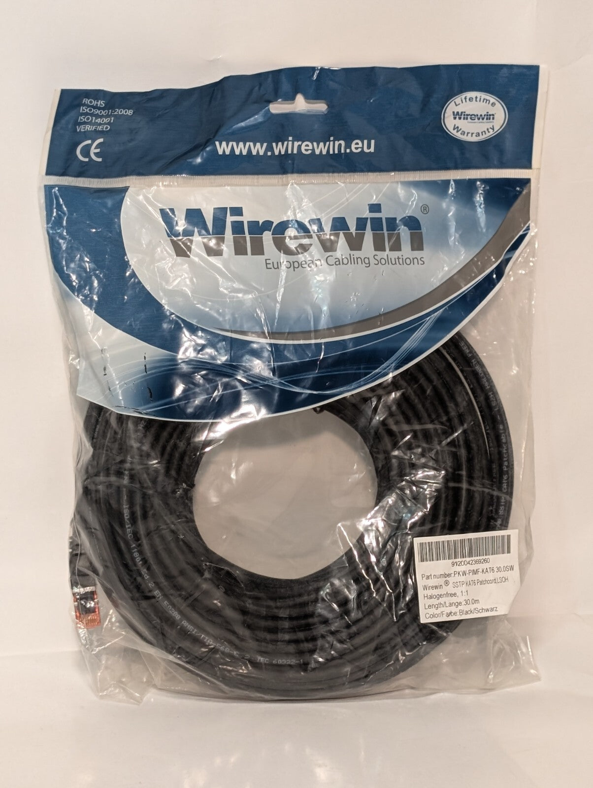 (4) Wirewin PKW-PIMP-KAT6 Weiss CAT6 Patch Cord, S/FTP, LSZH