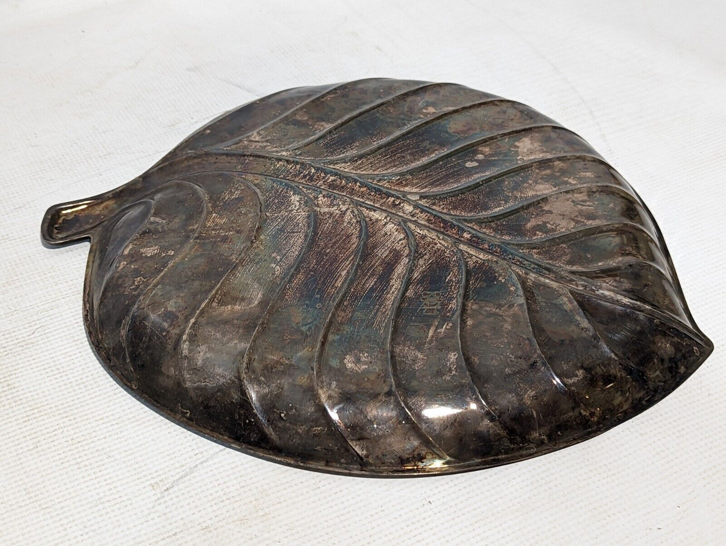 Vintage Silver Banana Leaf Serving Plate