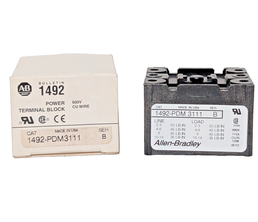 Allen Bradley 1492-PDM3111 Ser B Bulletin 1492 600V Terminal Block, CU Wire