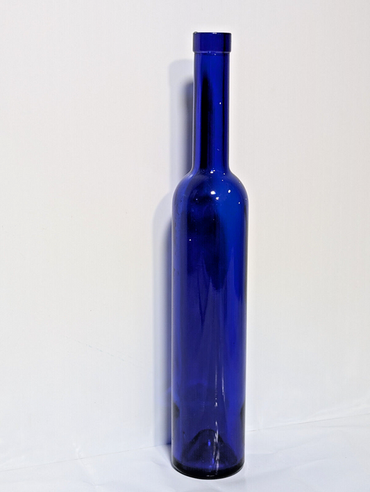 Vintage Cobalt Blue Bottle, Tall, Thin, 14" Height, 2.5" Diameter, Wine, Decor