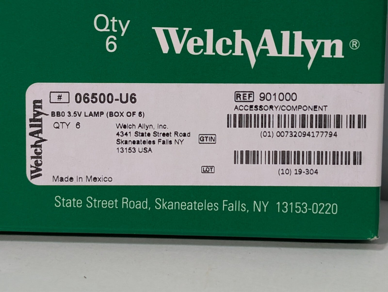 (10) Welch Allyn 06500-U6 Halogen Lamp 3.5V for MacroView Otoscope - Box of 6, 4